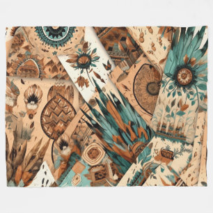 Aztec Southwestern Tribal Feathers Fleecedecke