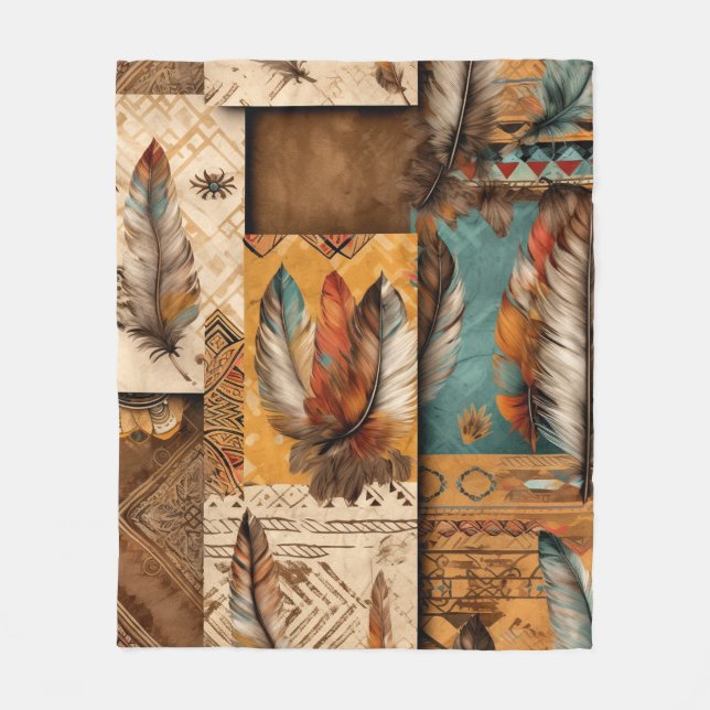 Aztec Southwestern Tribal Feathers Fleecedecke (Vorderseite)