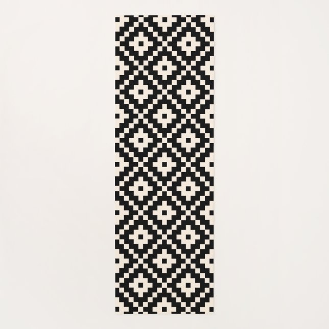 Aztec Style Block Print Black+Cream Big Pattern Yogamatte (Rückseite)