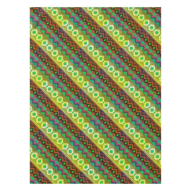 Aztec Style Green Brown Tan Tischdecke (Vorderseite)