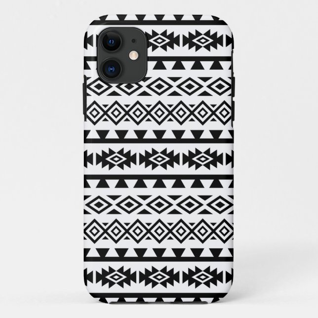 Aztec stylisierte Big Pattern II Schwarz auf Weiß Case-Mate iPhone Hülle (Rückseite)
