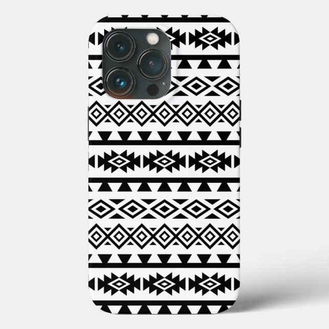 Aztec stylisierte Big Pattern II Schwarz auf Weiß Case-Mate iPhone Hülle (Rückseite)