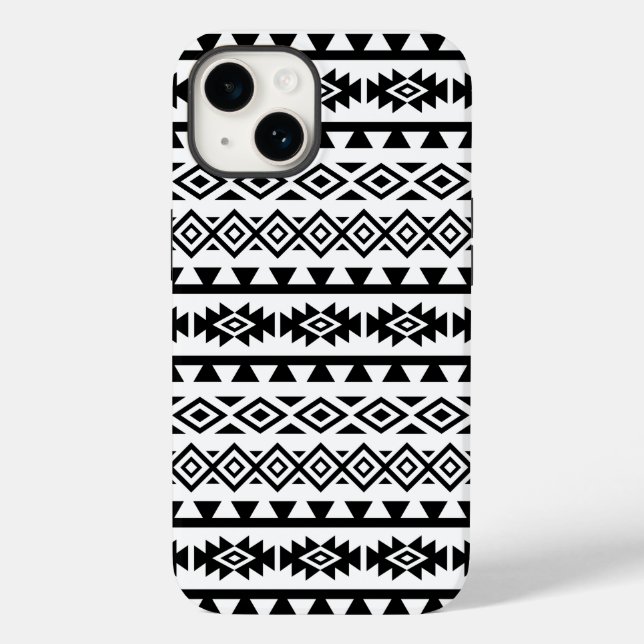 Aztec stylisierte Big Pattern II Schwarz auf Weiß Case-Mate iPhone Hülle (Rückseite)
