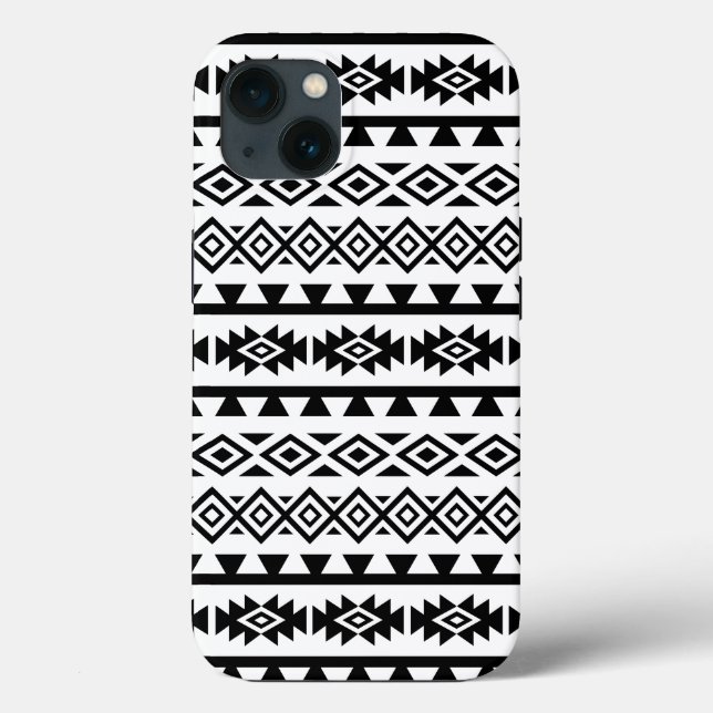 Aztec stylisierte Big Pattern II Schwarz auf Weiß Case-Mate iPhone Hülle (Rückseite)