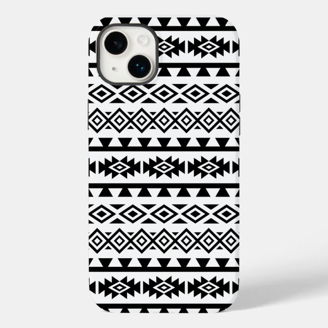 Aztec stylisierte Big Pattern II Schwarz auf Weiß Case-Mate iPhone Hülle (Rückseite)