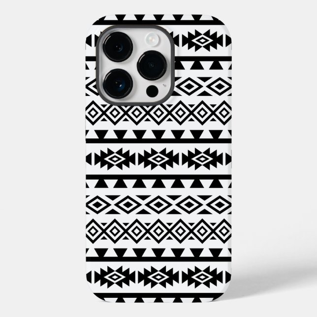 Aztec stylisierte Big Pattern II Schwarz auf Weiß Case-Mate iPhone Hülle (Rückseite)