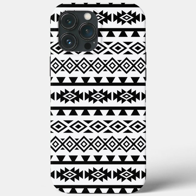 Aztec stylisierte Big Pattern II Schwarz auf Weiß Case-Mate iPhone Hülle (Rückseite)