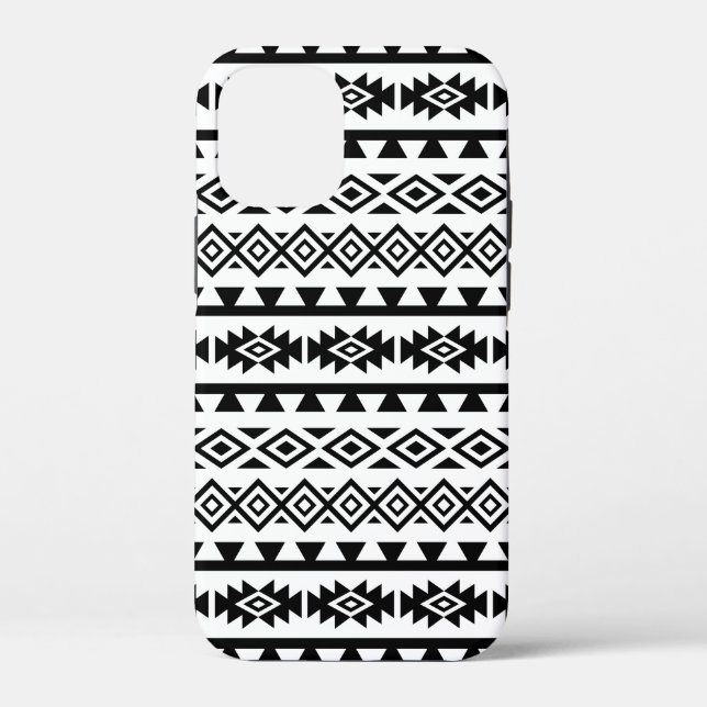 Aztec stylisierte Big Pattern II Schwarz auf Weiß Case-Mate iPhone Hülle (Rückseite)