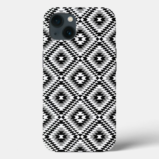 Aztec Stylized BW+Gray Symbol Pattern Case-Mate iPhone Hülle (Rückseite)