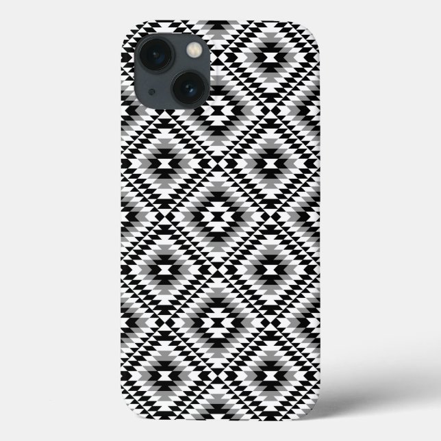 Aztec Stylized BW+Gray Symbol Pattern Case-Mate iPhone Hülle (Rückseite)