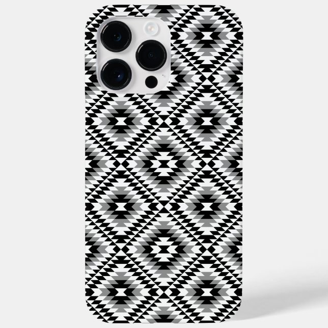 Aztec Stylized BW+Gray Symbol Pattern Case-Mate iPhone Hülle (Rückseite)