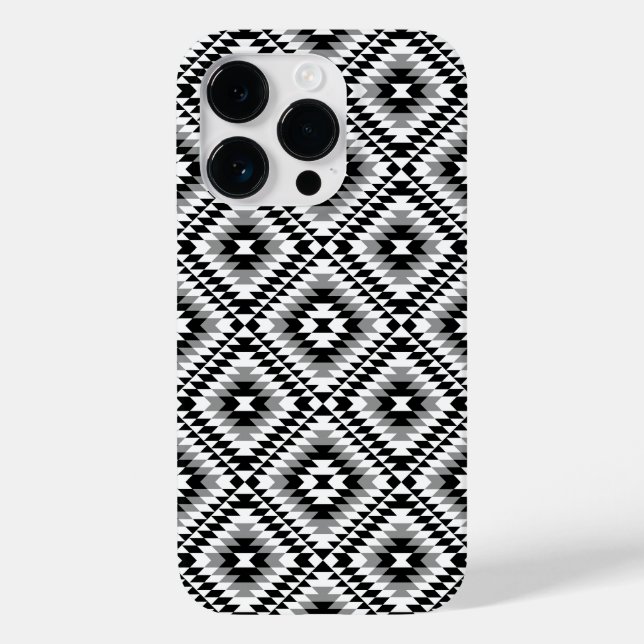Aztec Stylized BW+Gray Symbol Pattern Case-Mate iPhone Hülle (Rückseite)