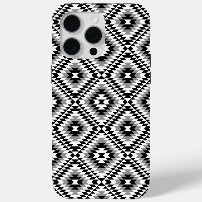 Aztec Stylized BW+Gray Symbol Pattern Case-Mate iPhone Hülle (Rückseite)