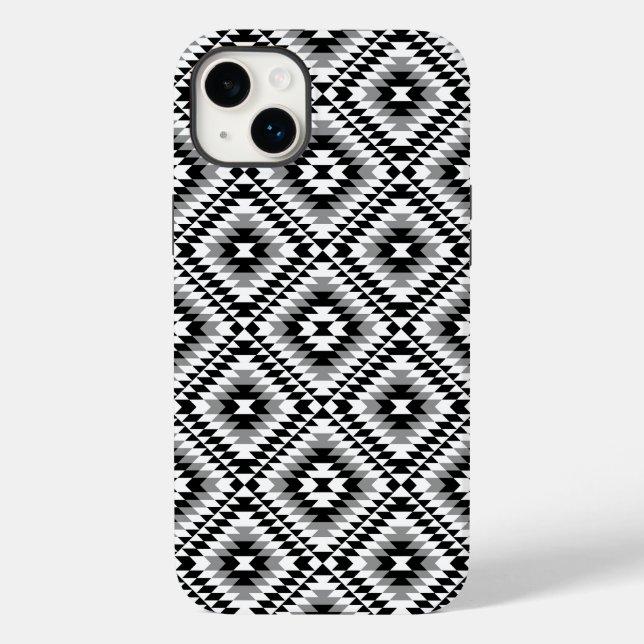 Aztec Stylized BW+Gray Symbol Pattern Case-Mate iPhone Hülle (Rückseite)