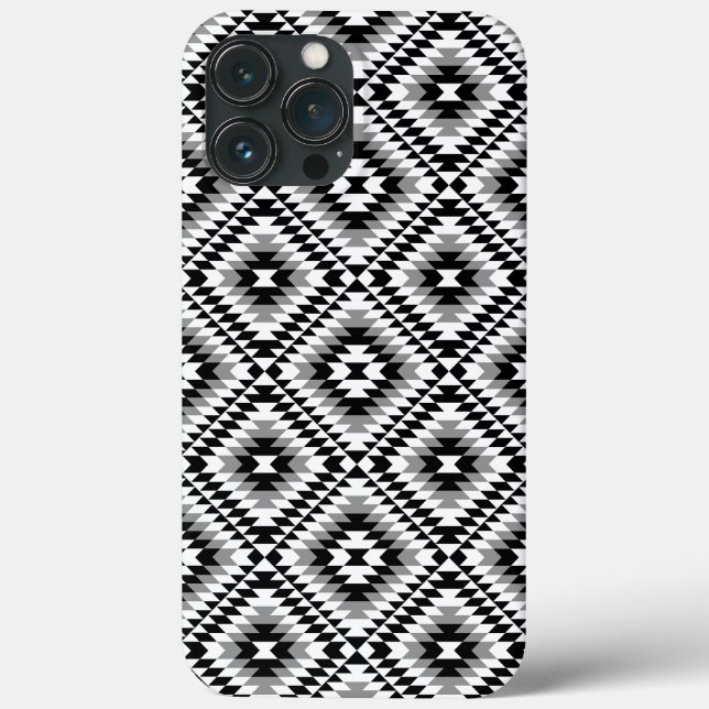 Aztec Stylized BW+Gray Symbol Pattern Case-Mate iPhone Hülle (Rückseite)
