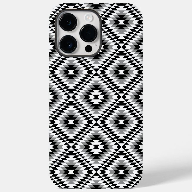 Aztec Stylized BW+Gray Symbol Pattern Case-Mate iPhone Hülle (Rückseite)