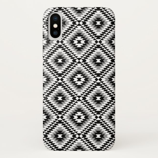 Aztec Stylized BW+Gray Symbol Pattern Case-Mate iPhone Hülle (Rückseite)