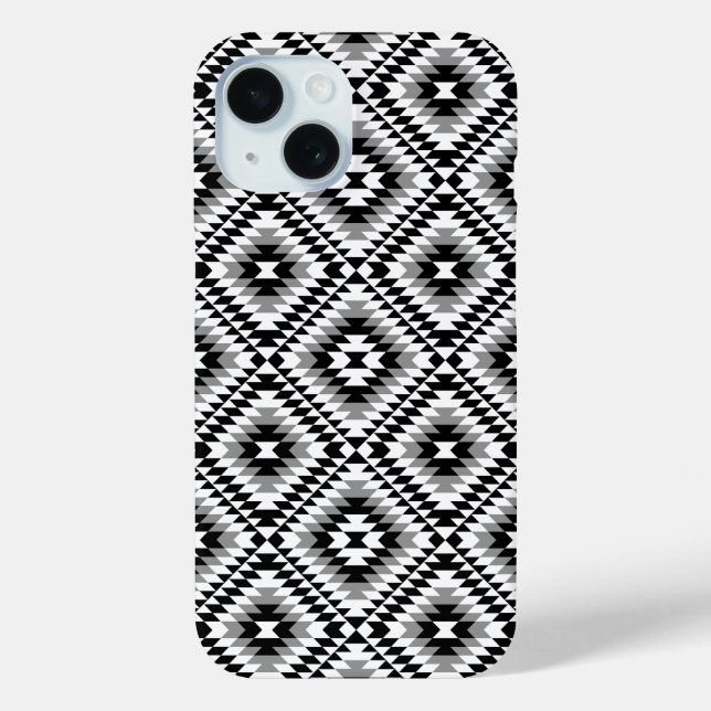 Aztec Stylized BW+Gray Symbol Pattern Case-Mate iPhone Hülle (Rückseite)