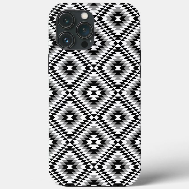 Aztec Stylized BW+Gray Symbol Pattern Case-Mate iPhone Hülle (Rückseite)