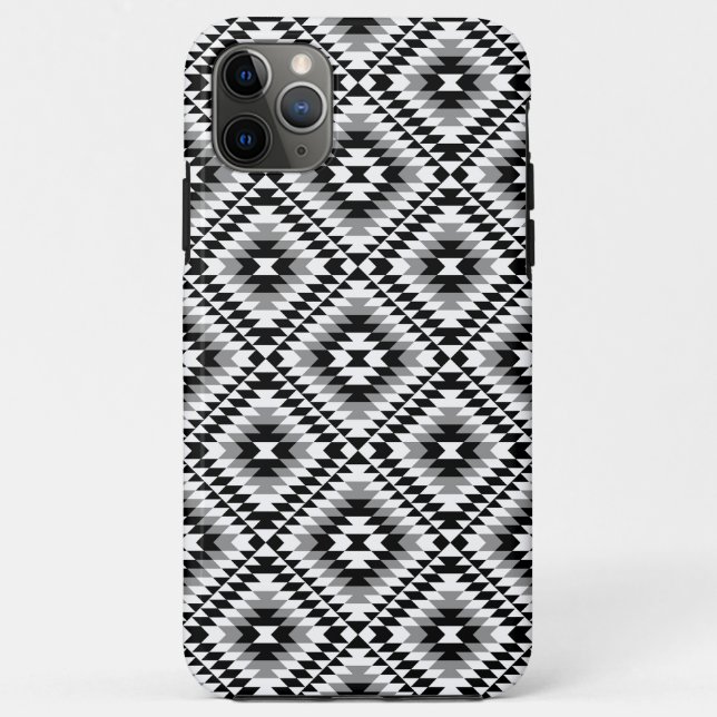 Aztec Stylized BW+Gray Symbol Pattern Case-Mate iPhone Hülle (Rückseite)