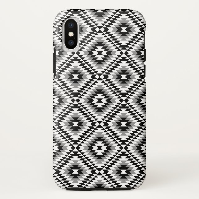 Aztec Stylized BW+Gray Symbol Pattern Case-Mate iPhone Hülle (Rückseite)