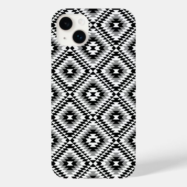 Aztec Stylized BW+Gray Symbol Pattern Case-Mate iPhone Hülle (Rückseite)