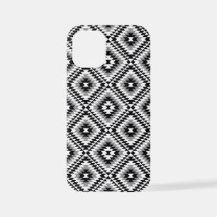 Aztec Stylized BW+Gray Symbol Pattern iPhone 12 Mini Hülle