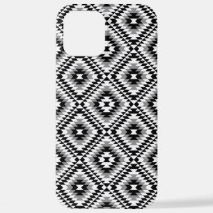 Aztec Stylized BW+Gray Symbol Pattern iPhone 12 Pro Max Hülle