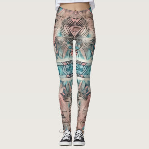 Aztec Südwestpastellfarben rosa und blau Leggings