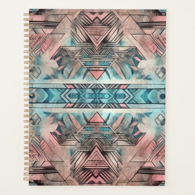 Aztec Südwestpastellfarben rosa und blau Planer (Vorderseite)