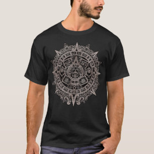 Aztec Sun Calendar Aztec Sun Stone Mayan Sun Symbo T-Shirt