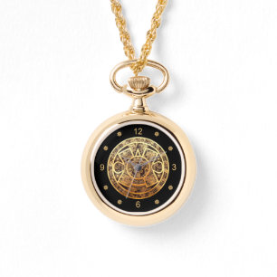 Aztec Sun Calendar ~ Gold & Black ~ Mexiko ~ Armbanduhr
