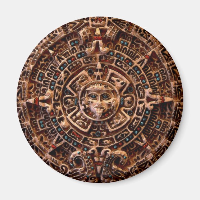"AZTEC SUN CALENDAR" Kunstmagnete Magnet (Vorne)