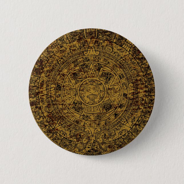 Aztec Sun Stone Calendar Button (Vorderseite)