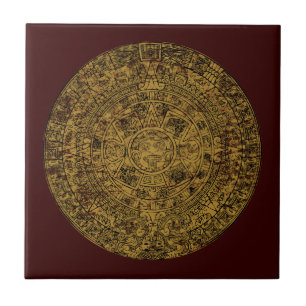 Aztec Sun Stone Calendar Fliese