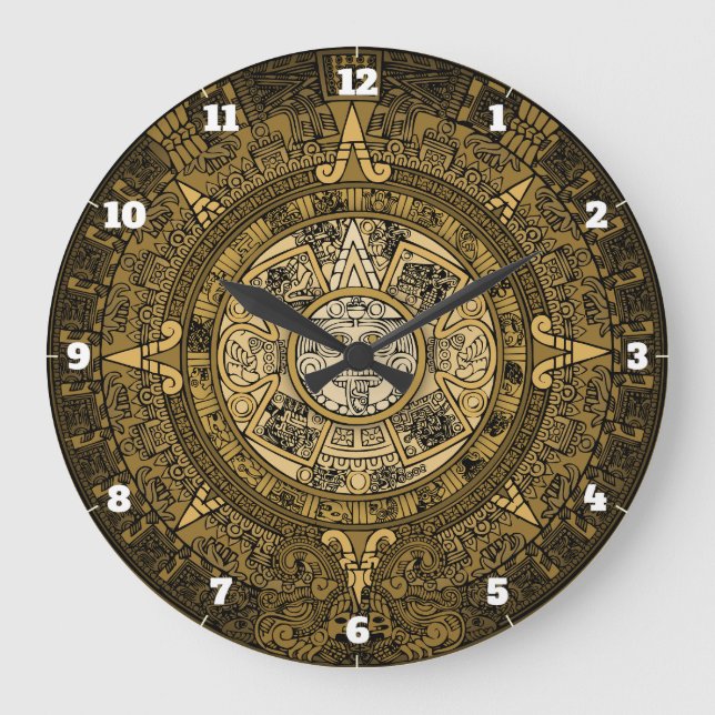 AZTEC SUN STONE CALENDAR GOLD SYMBOL GROßE WANDUHR (Vorderseite)