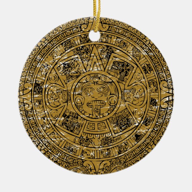 Aztec Sun Stone Calendar Keramikornament (Vorne)