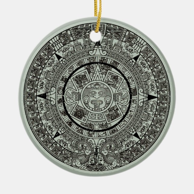 Aztec Sun Stone Maya Kalender 1 Keramik Ornament (Vorne)