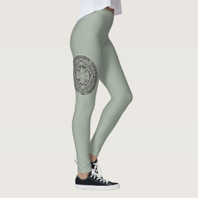 Aztec Sun Stone Maya Kalender 1 Leggings (Rechts)