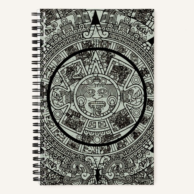 Aztec Sun Stone Maya Kalender 1 Notizbuch (Vorderseite)