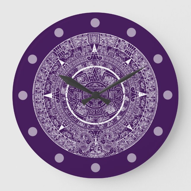 Aztec Sun Stone Maya Kalender 3 Große Wanduhr (Vorderseite)