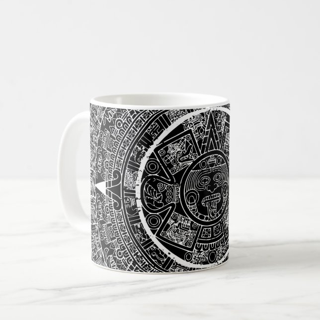 Aztec Sun Stone Maya Kalender 3 Kaffeetasse (Vorderseite Links)