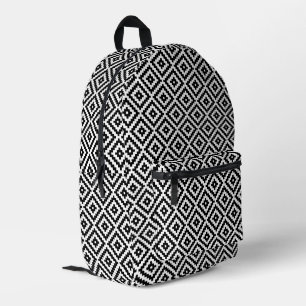 Aztec Symbol Block Muster BW Bedruckter Rucksack