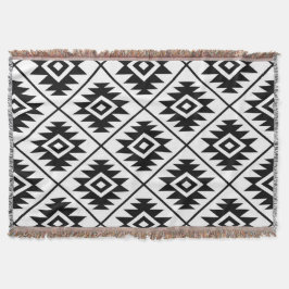 Aztec Symbol Stylisiert Big Ptn Black auf Weiß Decke