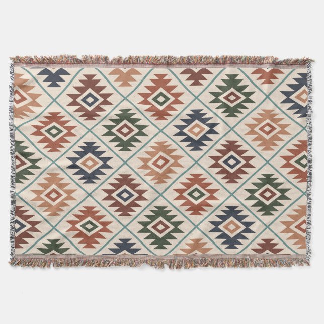 Aztec Symbol Stylisierte Muster Farbe Mix Decke (Vorderseite)