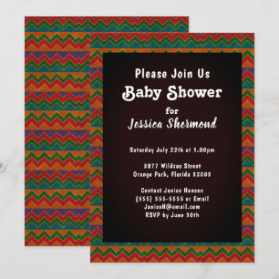Aztec Tribal Abstrakt Colorful Baby Dusche Zickzac Einladung