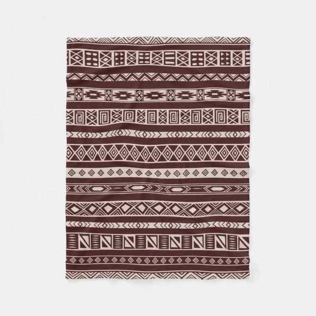 Aztec Tribal Ethnic Geometric Muster Braun Beige Fleecedecke (Vorderseite)