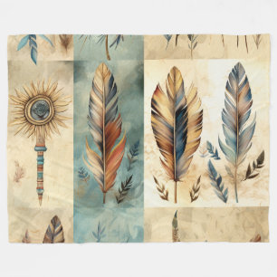 Aztec Tribal Feathers Medicinal Stick Fleecedecke