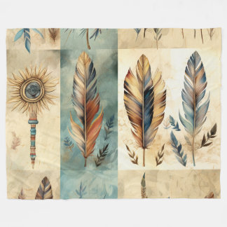 Aztec Tribal Feathers Medicinal Stick Fleecedecke