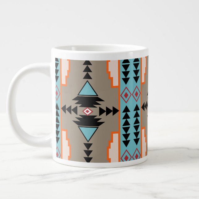 Aztec Tribal Geometric Jumbo-Tasse (Links)